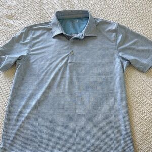 johnnie-O Light Blue Patterned Polo Shirt